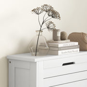 Slim Shoe Storage Cabinet with 3 Flip Drawers Space Saving Design for Hallway, White