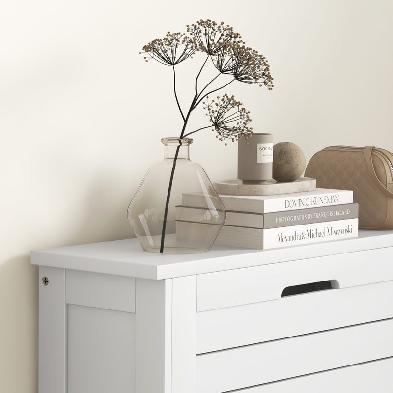 Slim Shoe Storage Cabinet with 3 Flip Drawers Space Saving Design for Hallway, White