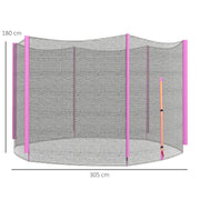 Pink 10ft Trampoline Net Replacement with Zip Entrance and 6 Pole Covers by Outsunny AOSOM