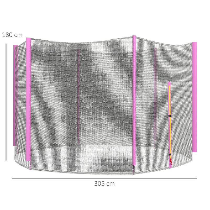 Pink 10ft Trampoline Net Replacement with Zip Entrance and 6 Pole Covers by Outsunny AOSOM