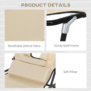 Set of 2 Folding Sun Loungers with Face Hole and Adjustable Backrest for Garden Use , Beige Outsunny