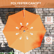 Orange 3 Metre Wall Mounted Garden Parasol with Easy Crank Handle for Shade by Outsunny