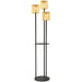 Boho Rattan Floor Lamp with Shelf 3 Light Solar Powered Waterproof IP44 by Outsunny
