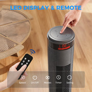 Tower Fan with Remote Control and Oscillation for Cooling Small Spaces Grey AOSOM