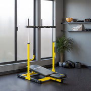 Vertical Leg Press Machine with Adjustable Positions for Strength Training Yellow AOSOM