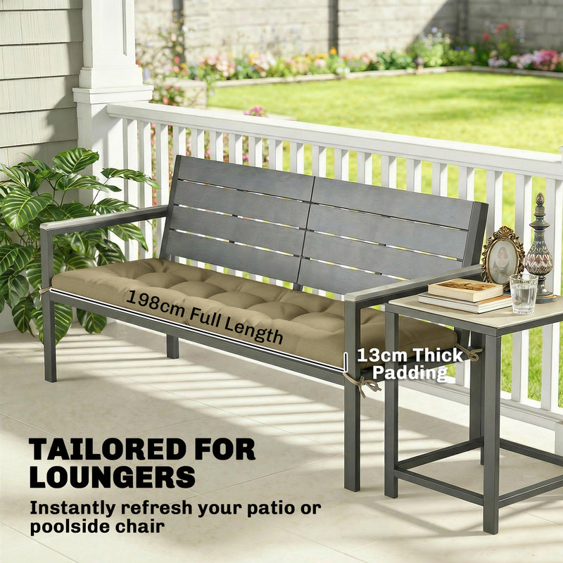 Sun Lounger Cushion with Full-Length Support and Water-Repellent UV Fabric Sand