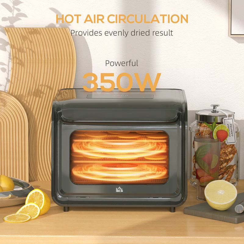 Black Six Tray Food Dehydrator Adjustable Temperature 35-70 Degrees Centigrade by HOMCOM