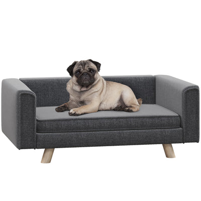 Elevated Dog Sofa Bed with Soft Cushion for Small to Medium Pets Indoor Use Grey