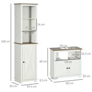 2 Piece Bathroom Furniture Set Tall Cabinet and Under Sink Cupboard Ash Wood Effect by kleankin AOSOM
