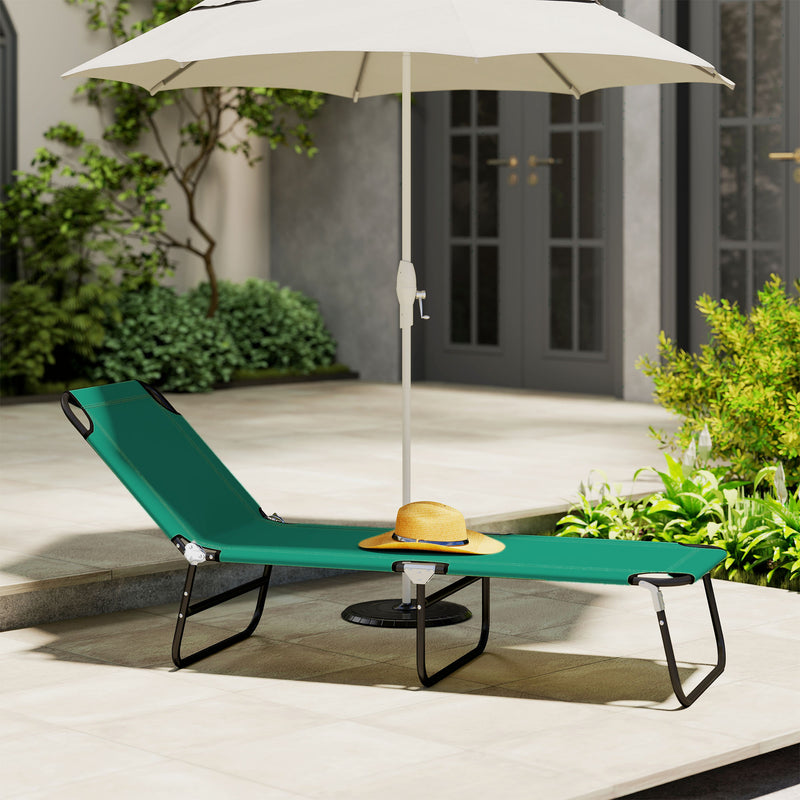 Outsunny Foldable Sun Lounger with 5-Position Adjustable Backrest, Outdoor Portable Recliner Chaise Lounge Chair, Green AOSOM