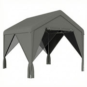 3x3m Garden Gazebo with Double-Layer Walls for Privacy and All-Weather Shelter, Dark Grey Outsunny