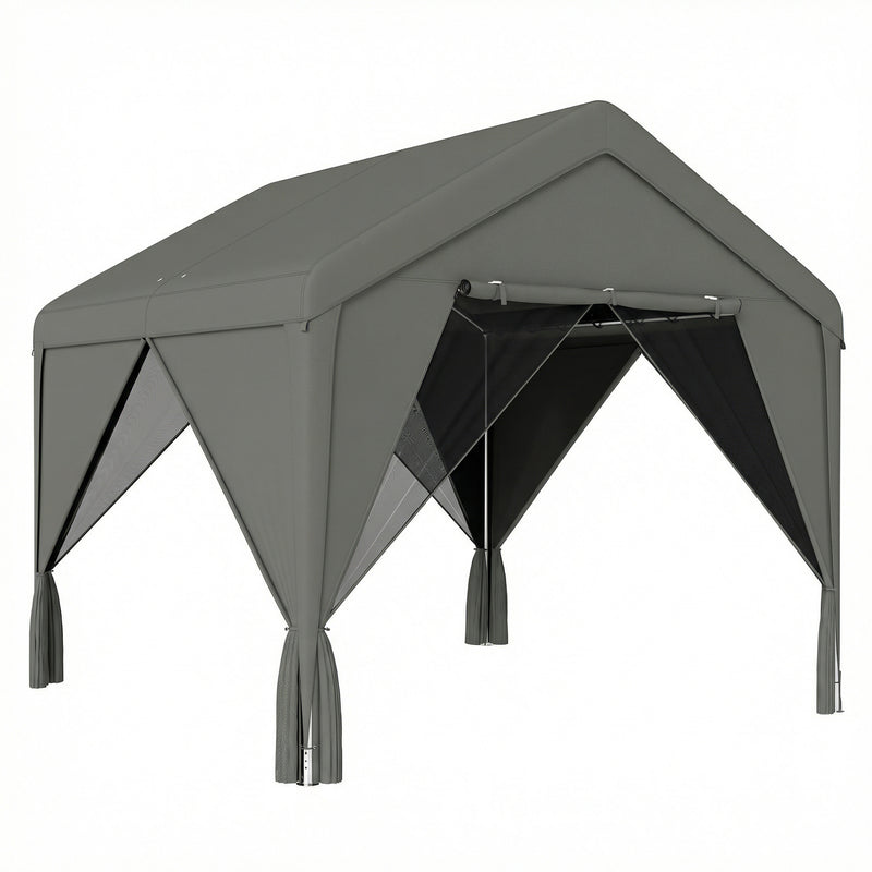 3x3m Garden Gazebo with Double-Layer Walls for Privacy and All-Weather Shelter, Dark Grey Outsunny