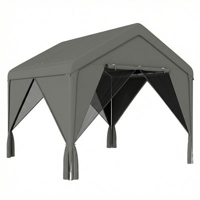 3x3m Garden Gazebo with Double-Layer Walls for Privacy and All-Weather Shelter, Dark Grey Outsunny
