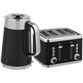 Electric Kettle and 4 Slice Toaster Set with Rapid Boil and Browning Control Black