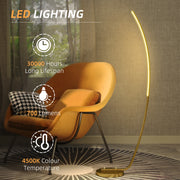 Modern 147cm Curved LED Floor Lamp Gold Tone by HOMCOM