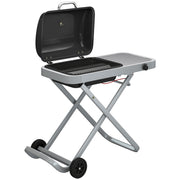 Portable Folding Gas BBQ Grill with Wheels, 1800cm² Cooking Area and Side Shelf, Black Outsunny