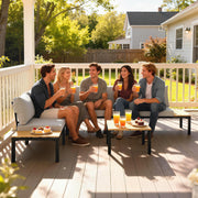 Modular Garden Sofa Set with Cushions and Side Tables for Flexible Outdoor Seating Black Light Grey Outsunny