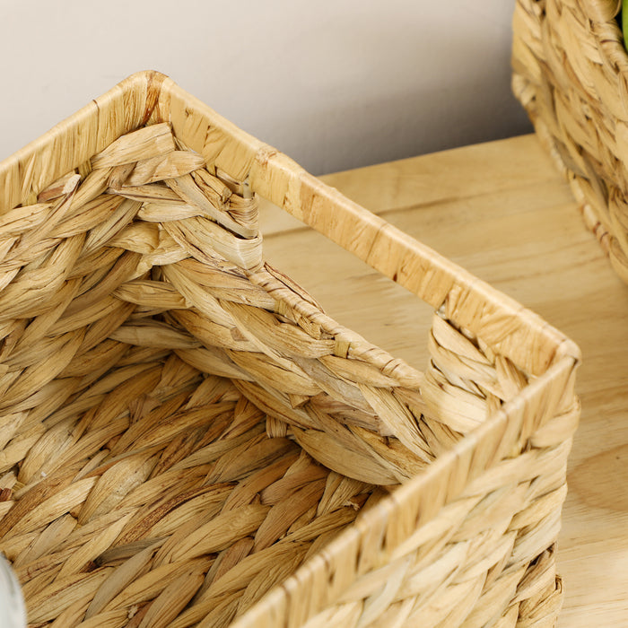 Set of 3 Water Hyacinth Storage Baskets Handmade with Handles by HOMCOM