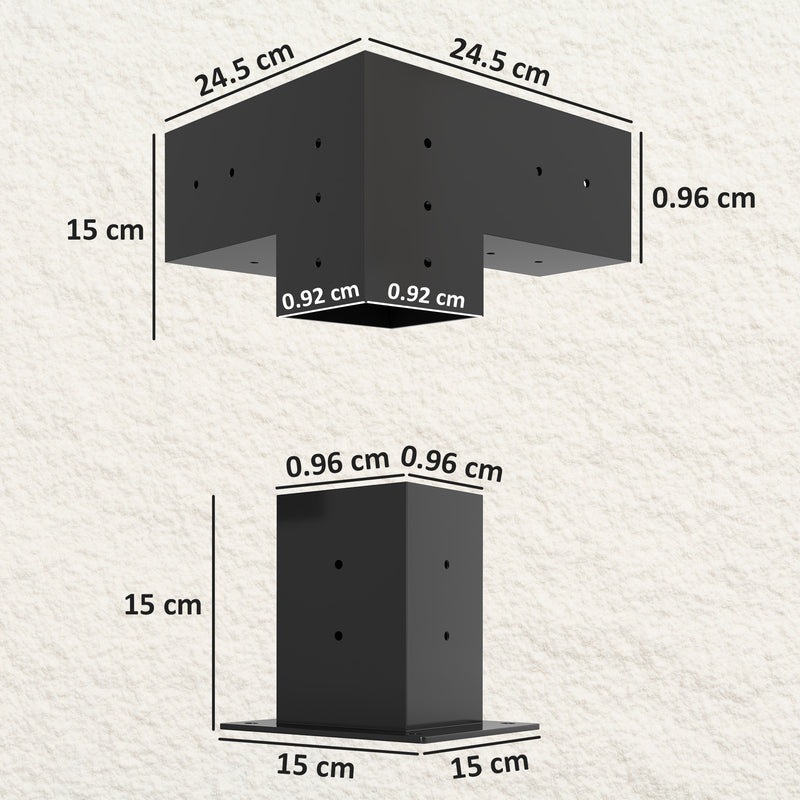DIY Pergola Kit with 3-Way Corner Brackets and Post Base for 4x4 Timber Includes Screws by Outsunny