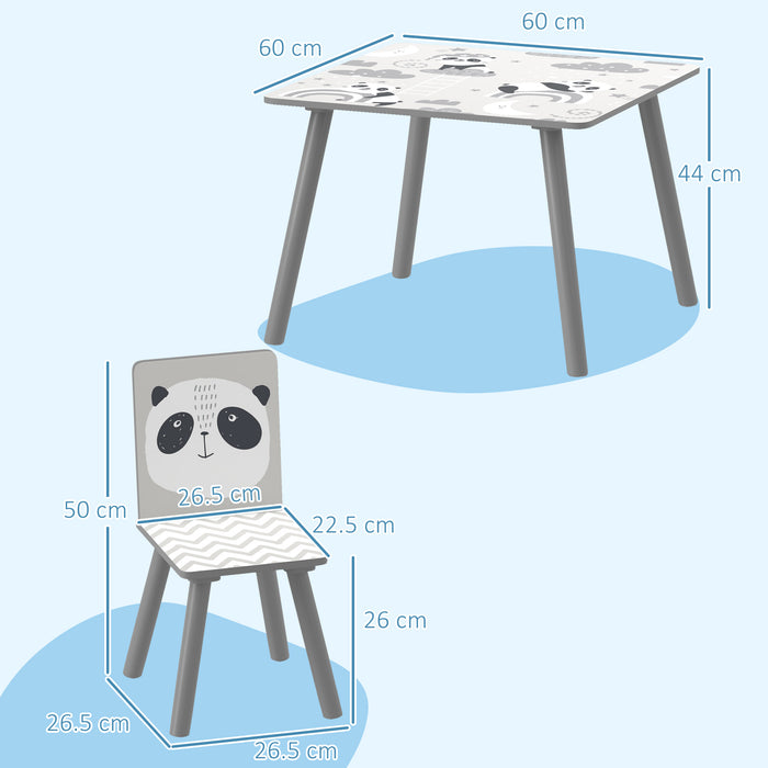 Grey Kids Table and Chair Set with 2 Chairs for Ages 3-8 Years by ZONEKIZ