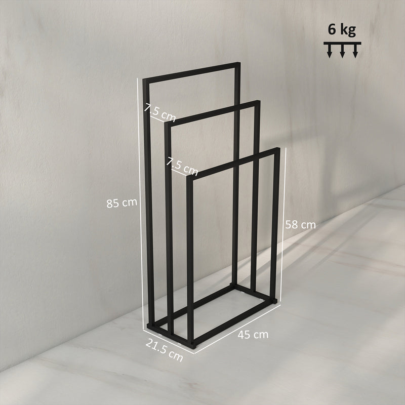 Freestanding Towel Rack for Quick Drying and Storage in Small Bathrooms Black Homcom