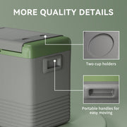 50L Portable Car Fridge in Light Green and Grey with Freezer Function by Outsunny AOSOM