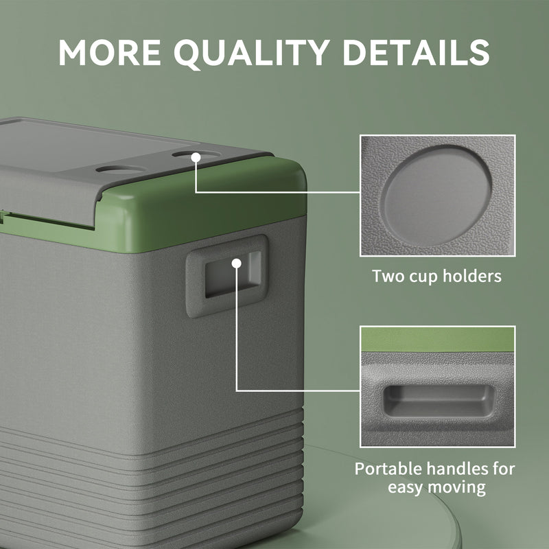 50L Portable Car Fridge in Light Green and Grey with Freezer Function by Outsunny AOSOM