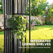3.3 x 3.3m Metal Gazebo with Mesh Sides for Cool Shaded Outdoor Relaxing and Dining, UPF50+ Dark Grey Outsunny