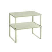 Set of 2 Stackable Expandable Spice Racks in Laurel Green for Kitchen Storage by Songmics