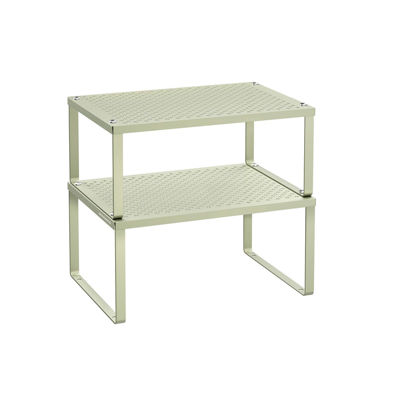 Set of 2 Stackable Expandable Spice Racks in Laurel Green for Kitchen Storage by Songmics