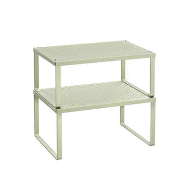 Set of 2 Stackable Expandable Spice Racks in Laurel Green for Kitchen Storage by Songmics
