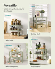 Set of 2 Stackable Expandable Spice Racks in Laurel Green for Kitchen Storage by Songmics