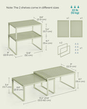 Set of 2 Stackable Expandable Spice Racks in Laurel Green for Kitchen Storage by Songmics