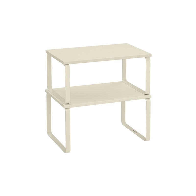 Set of 2 Stackable Expandable Spice Racks for Kitchen in Cream White by Songmics