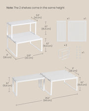 Stackable Expandable White Spice Rack Set of 2 for Cupboard Storage Organisation by Songmics