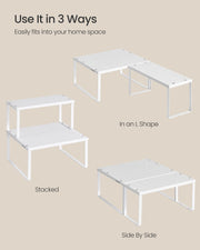 Stackable Expandable White Spice Rack Set of 2 for Cupboard Storage Organisation by Songmics