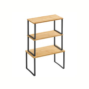 Set of 3 Cupboard Storage Organisers in Black and Beige for Kitchen or Wardrobe by Songmics