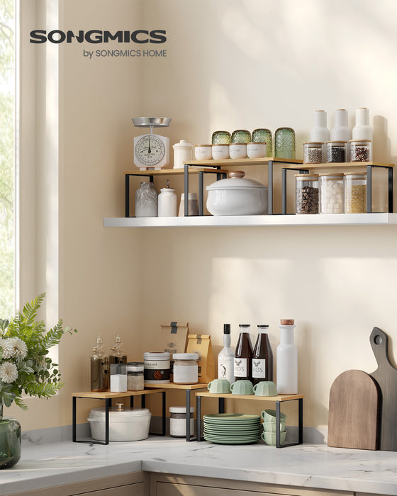 Set of 3 Cupboard Storage Organisers in Black and Beige for Kitchen or Wardrobe by Songmics