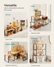 Set of 3 Cupboard Storage Organisers in Black and Beige for Kitchen or Wardrobe by Songmics