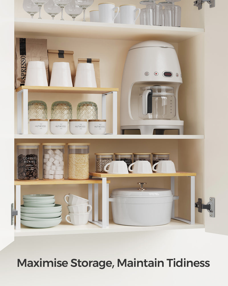 Set of 3 Cupboard Organisers in Cloud White and Natural Beige for Home Storage by Songmics