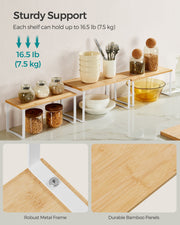 Set of 3 Cupboard Organisers in Cloud White and Natural Beige for Home Storage by Songmics