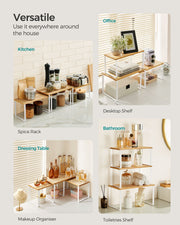Set of 3 Cupboard Organisers in Cloud White and Natural Beige for Home Storage by Songmics