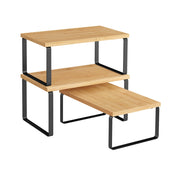 Black and beige Songmics cupboard organiser set of 3, nested arrangement