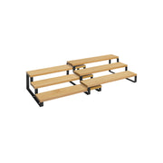 Two bamboo and black 3-tier Songmics spice racks overlapping on a white background