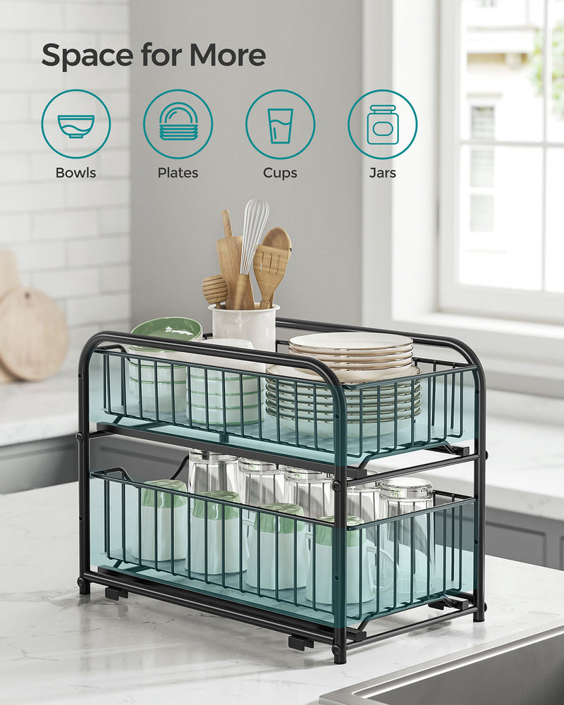 2 Tier Under Sink Storage Organiser with Sliding Drawers for Kitchen or Bathroom by Songmics