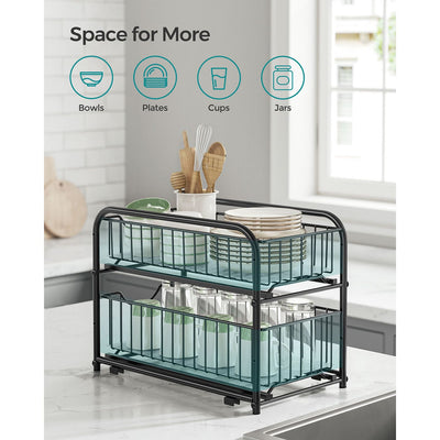 2 Tier Under Sink Storage Organiser with Sliding Drawers for Kitchen or Bathroom by Songmics