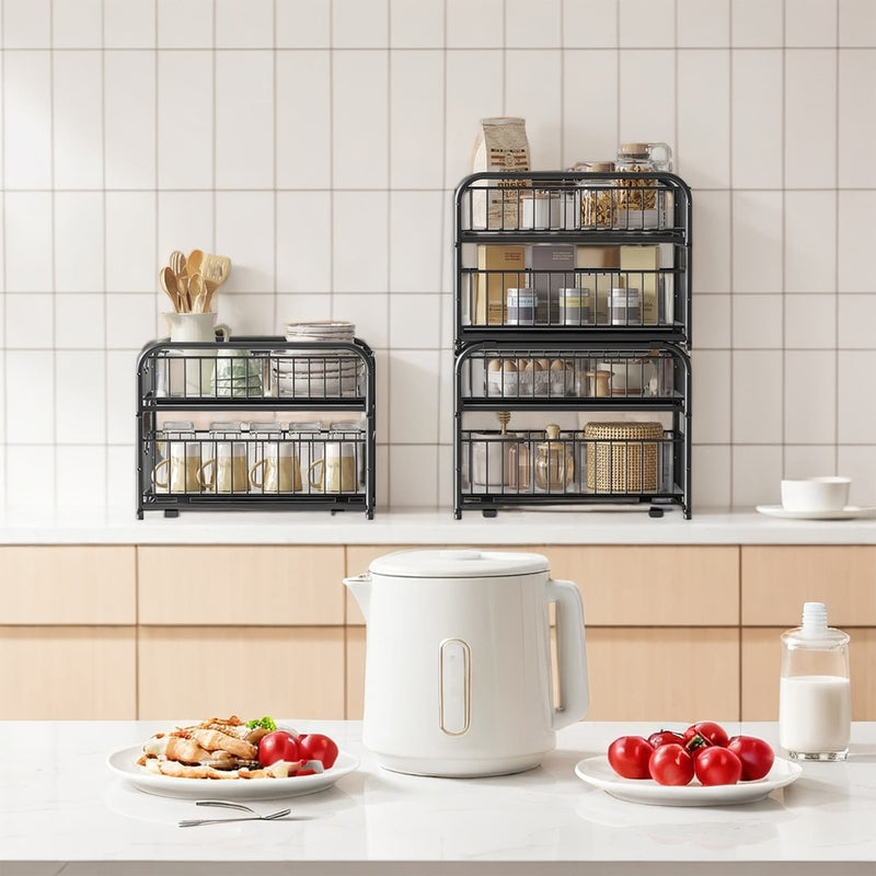 2 Tier Under Sink Organiser with Sliding Baskets for Kitchen or Bathroom Storage by Songmics