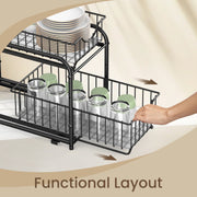 2 Tier Under Sink Organiser with Sliding Baskets for Kitchen or Bathroom Storage by Songmics