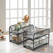 2 Tier Under Sink Storage Organisers Set of 2 for Bathroom and Kitchen by Songmics