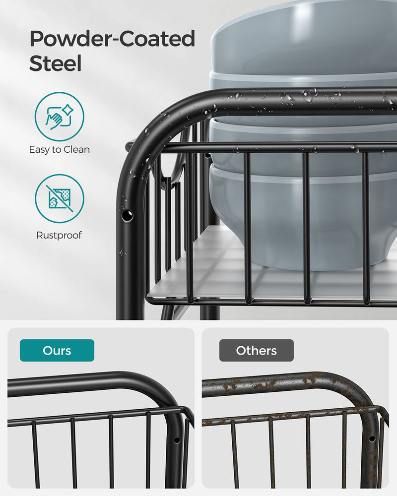 Set of 2 Black Sliding Basket Organisers 2 Tier Stackable Under Sink Storage by Songmics